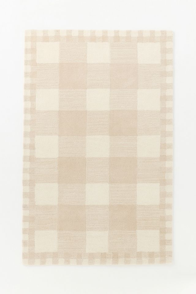 Hand Tufted 100% Wool Gingham Rug #1