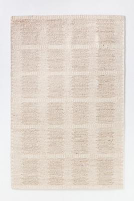 Anthropologie Jeremiah Brent Hand-knotted Geometric Wool Blend Rug In Neutral