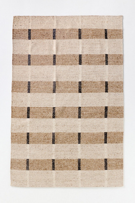 Anthropologie Jeremiah Brent Hand-knotted Geometric Wool Blend Rug In Neutral