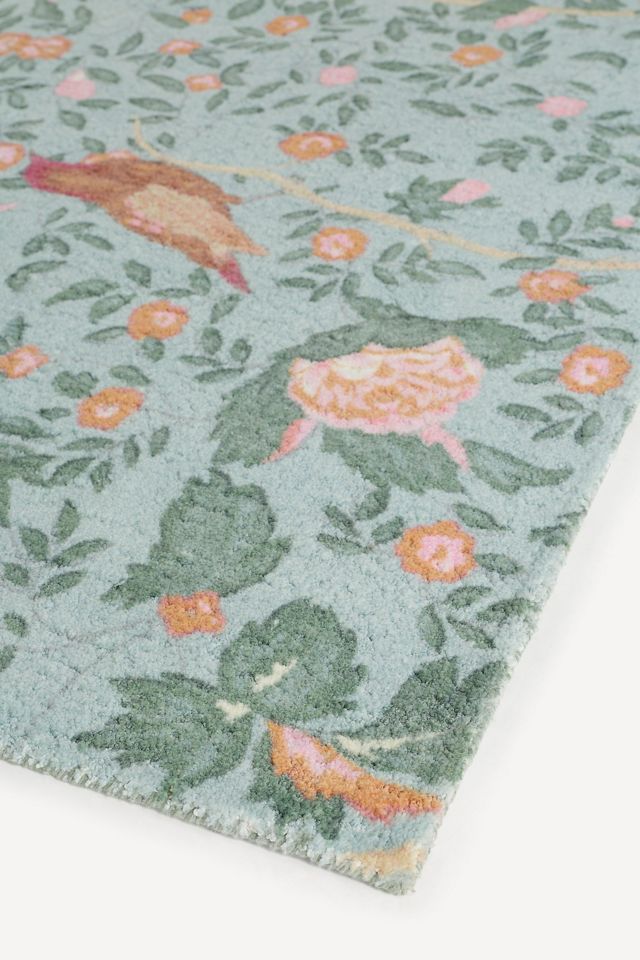 Wren Tufted Floral Bird Print Rug #3
