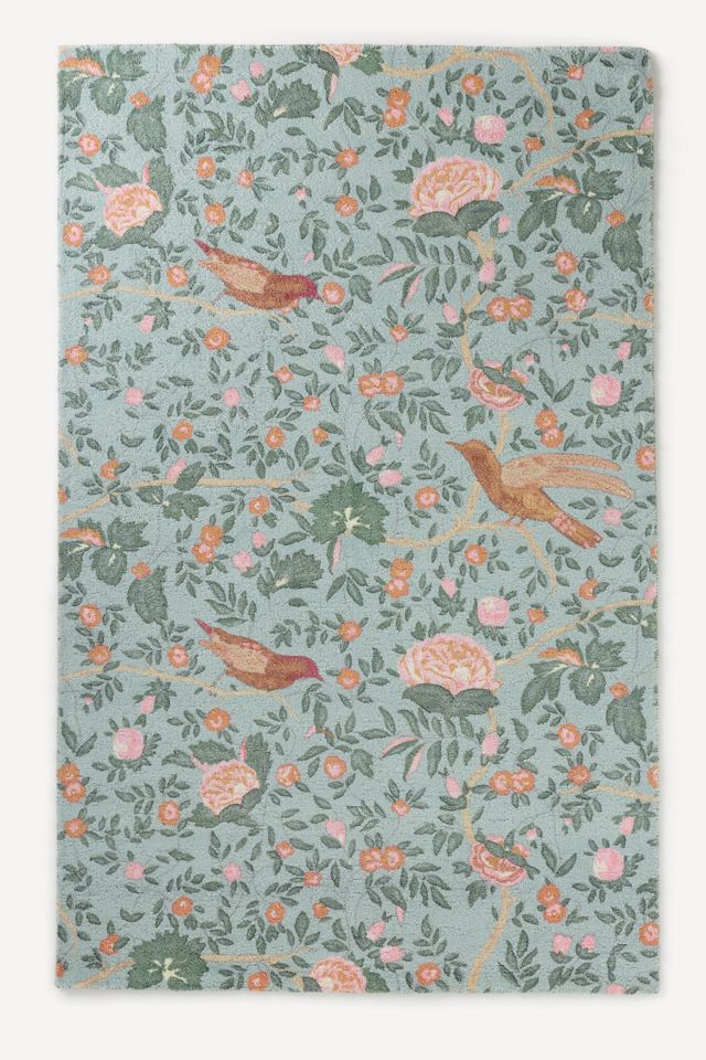 Wren Tufted Floral Bird Print Rug #1