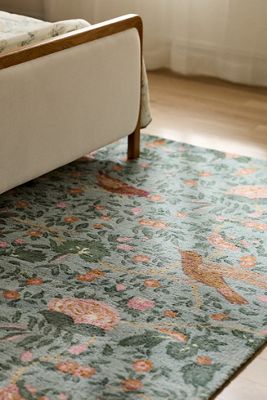 Wren Tufted Floral Bird Print Rug
