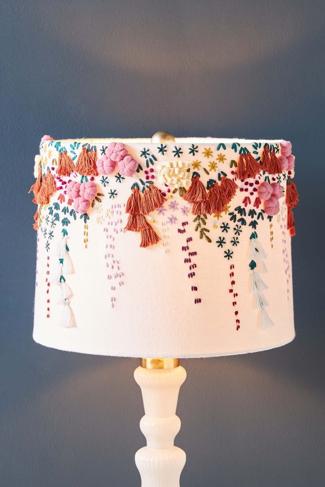 meesteres strand Haringen Embroidered Garden Lamp Shade | AnthroLiving