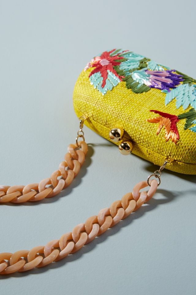 Serpui Lolita Embroidered Clutch 2024 in Yellow