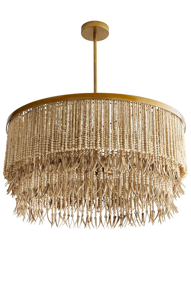 Baja Organic Wood Coconut Shell Beaded Chandelier #2