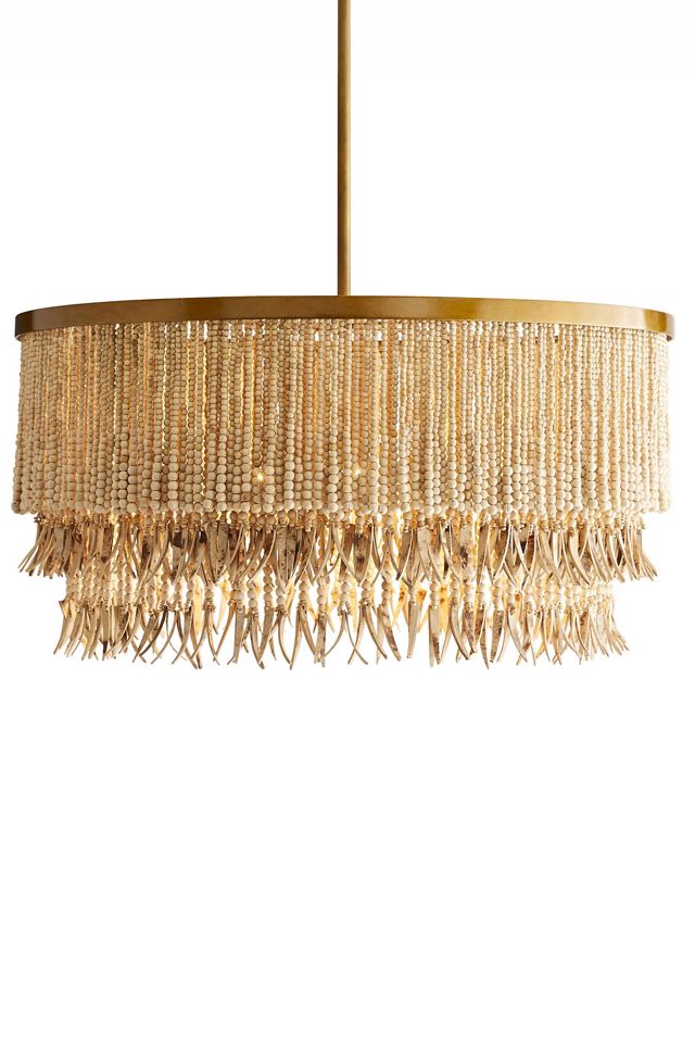 Baja Organic Wood Coconut Shell Beaded Chandelier #3
