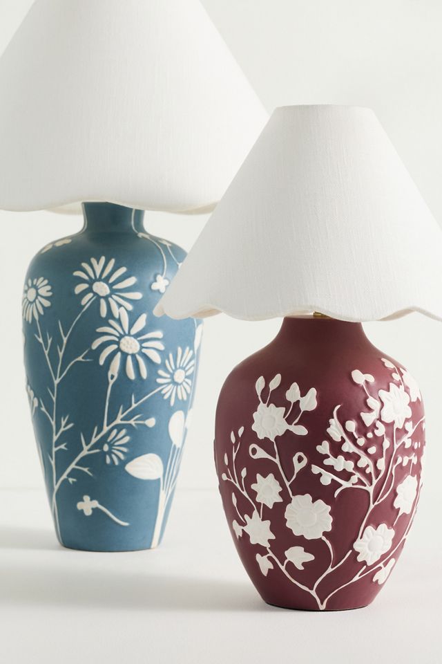 Ember Carved Ceramic Scallop Shade Table Lamp #4