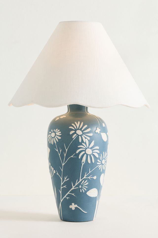 Ember Carved Ceramic Scallop Shade Table Lamp #1