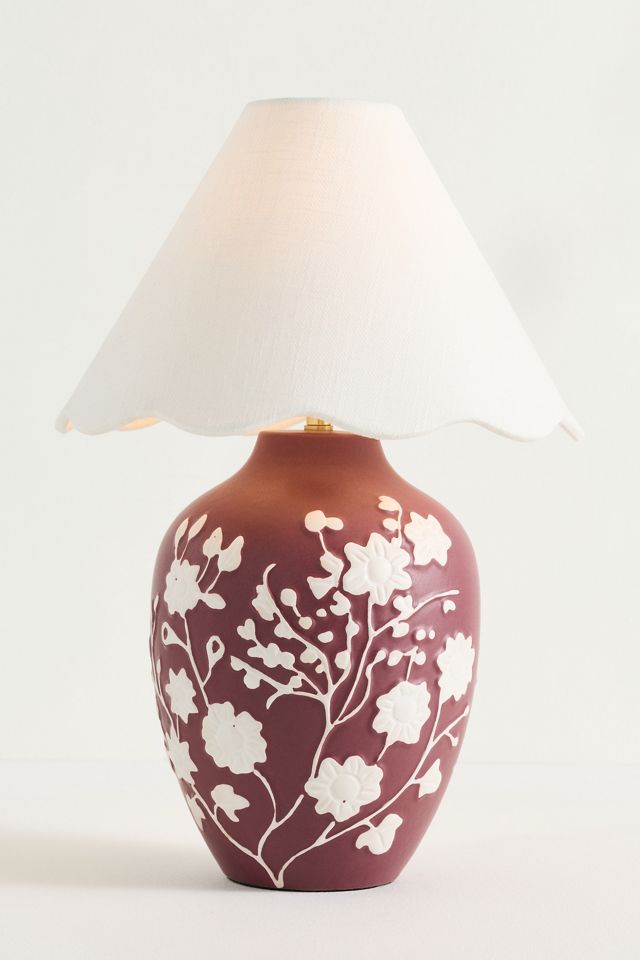 Ember Carved Ceramic Scallop Shade Table Lamp #2