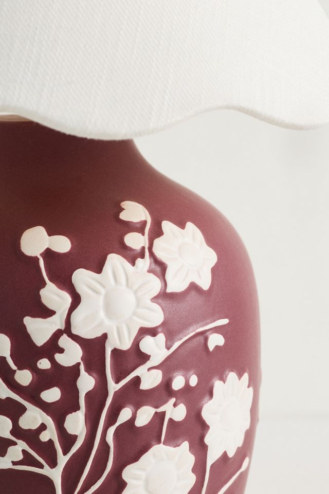 Ember Carved Ceramic Scallop Shade Table Lamp #3