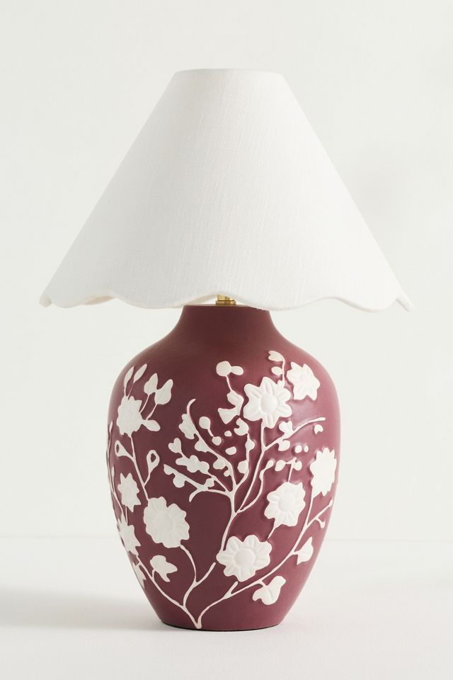 Ember Carved Ceramic Scallop Shade Table Lamp #1