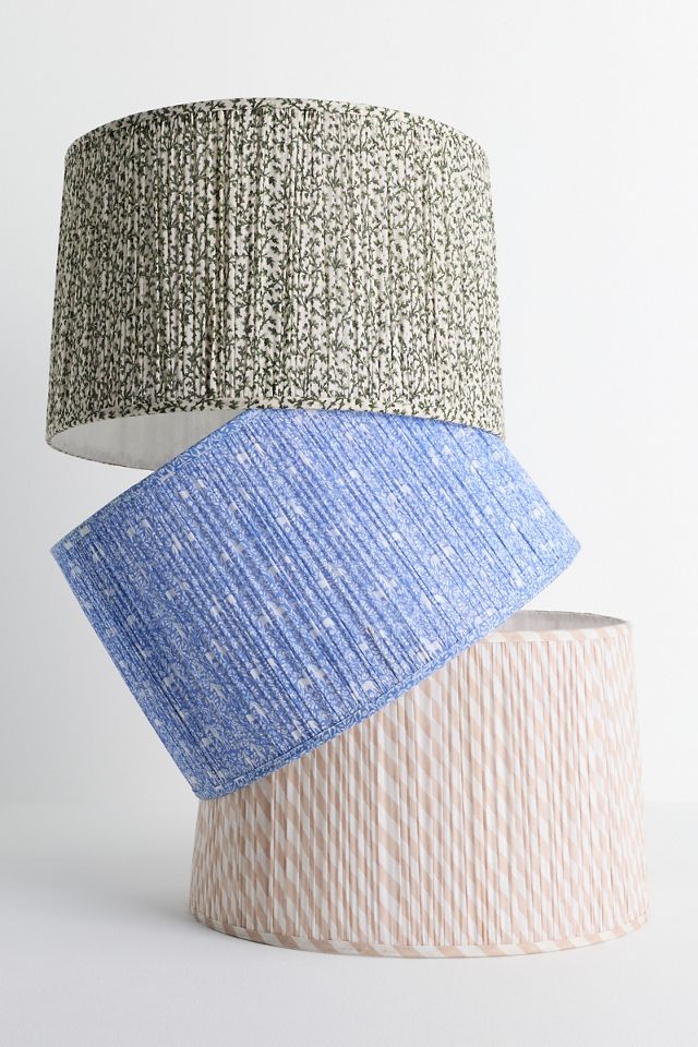 Ruched Printed Fabric Drum Lampshade #6