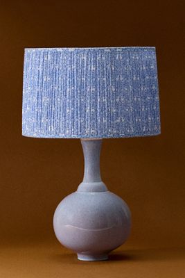 Ruched Printed Fabric Drum Lampshade