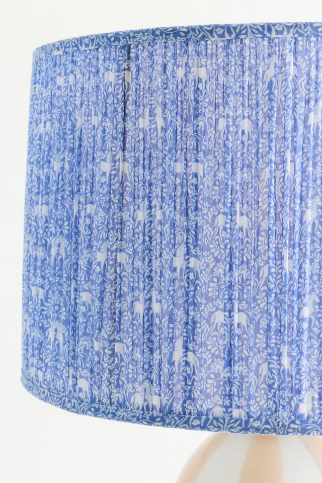 Ruched Printed Fabric Drum Lampshade #1