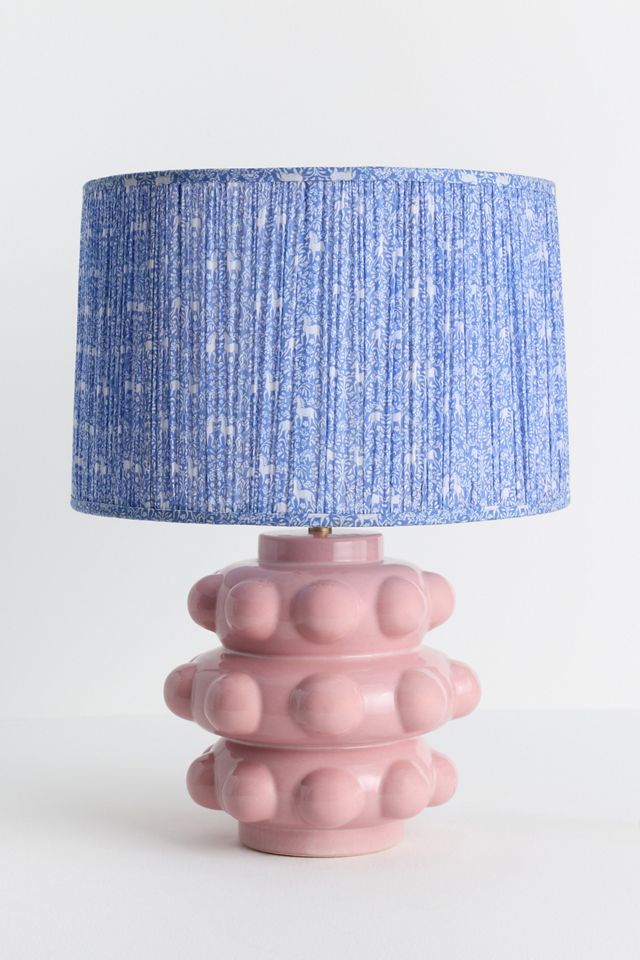 Ruched Printed Fabric Drum Lampshade #4