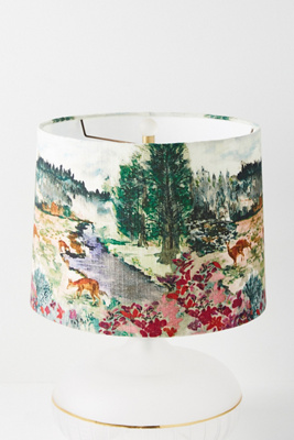 Anthropologie Printed Fabric Drum Lamp Shade In Multi
