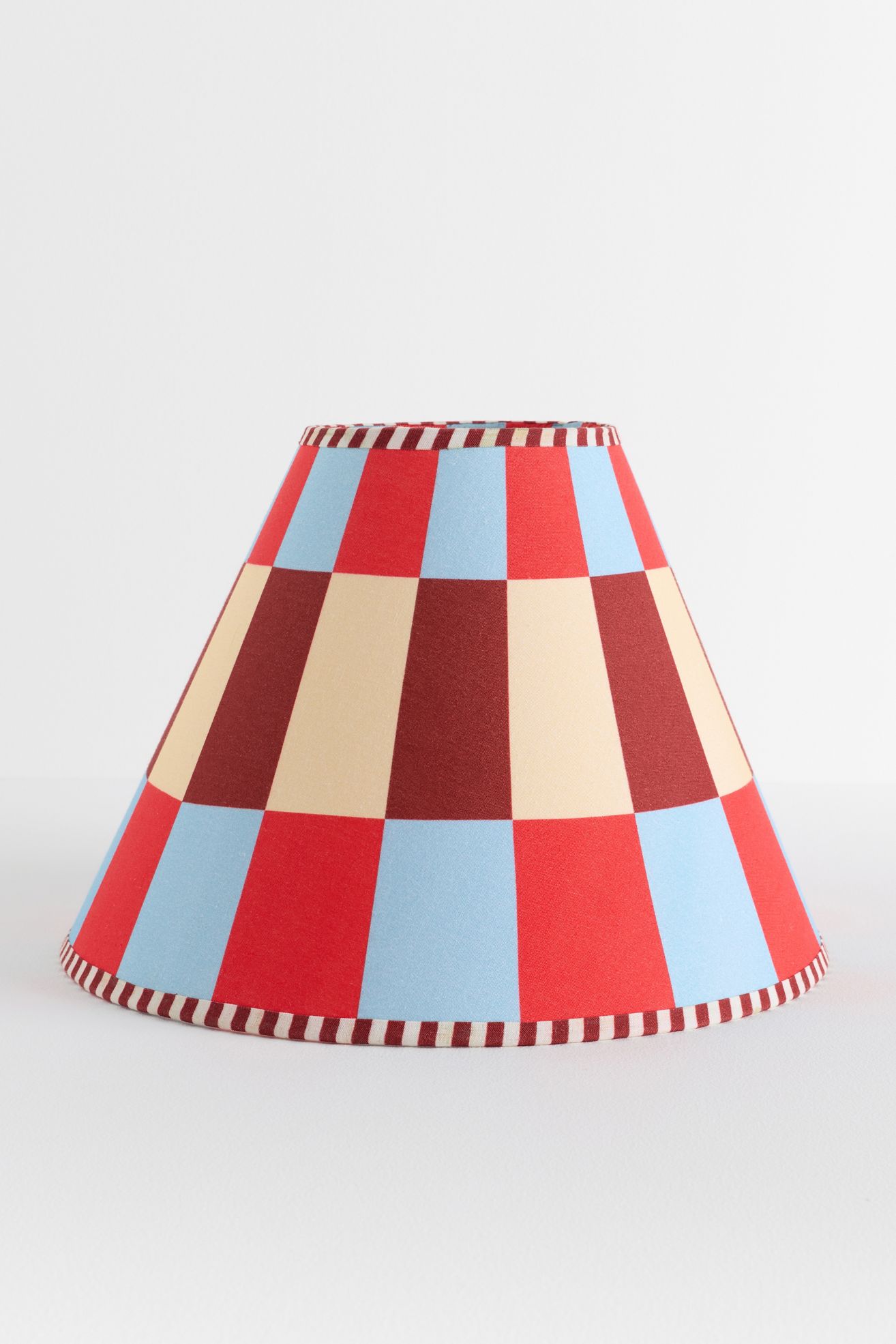Damson Madder Geometric Printed Empire Lamp Shade - Red Stripe, 12"