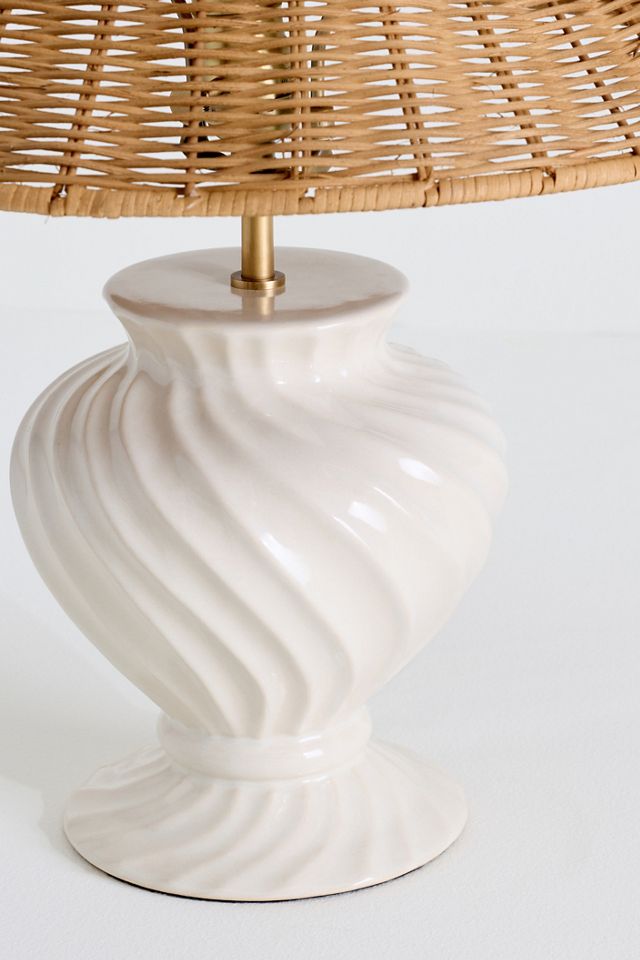 Angelica Twisted Ceramic  Rattan Table Lamp #4