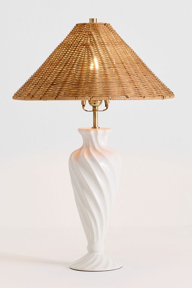 Angelica Twisted Ceramic  Rattan Table Lamp #6
