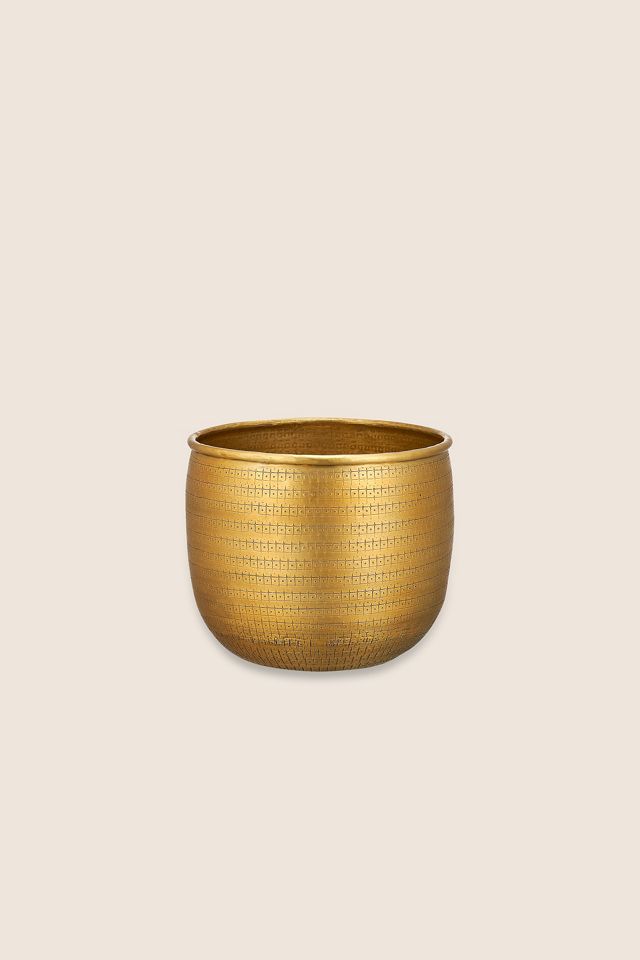 nkuku Tembesi Antique Brass Planter, Small #2