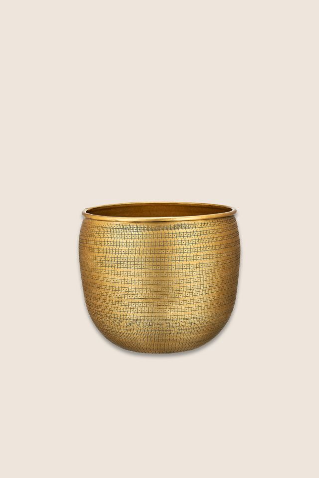 nkuku Tembesi Antique Brass Planter, Medium #2