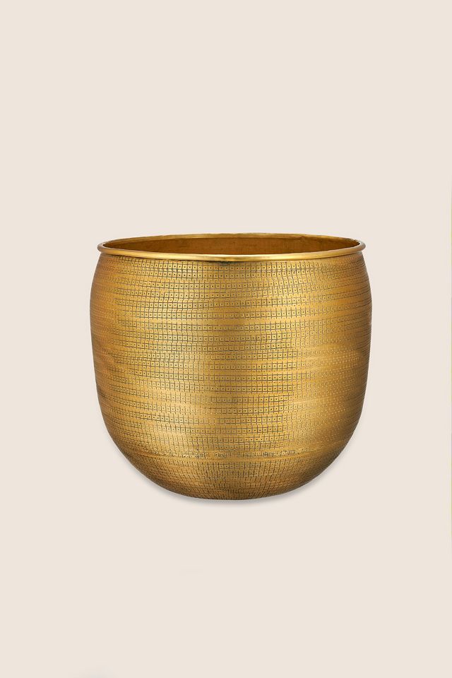 nkuku Tembesi Antique Brass Planter, Large #2