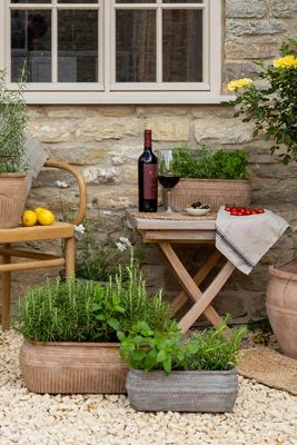 Tuscan Terracotta Ribbed Outdoor Trough, Set of 2