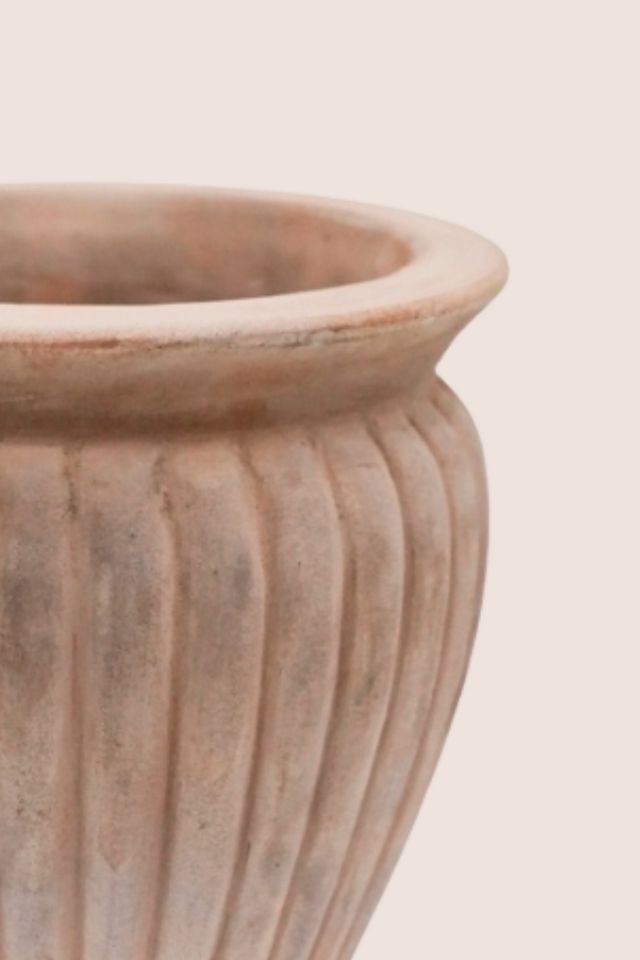 Morecote White Wash Terracotta Ribbed Plant Pots, Set of 3 #2