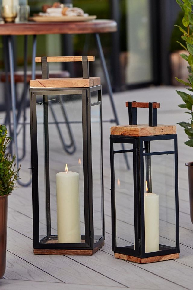Grace Acacia Wood Large Lantern #1