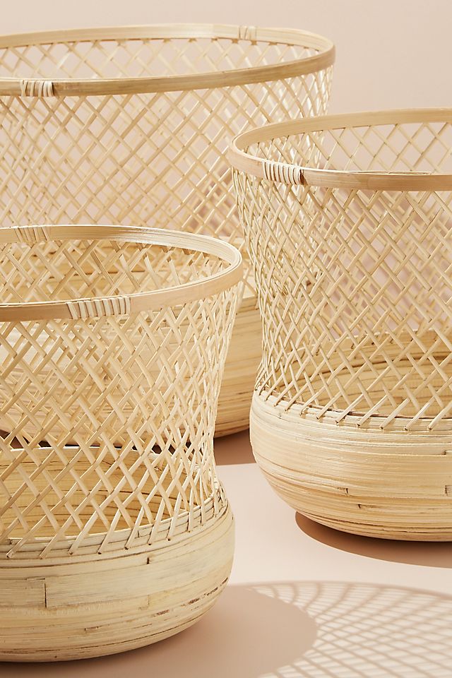 Set aus 3 Aufbewahrungskörben aus Bambus | Anthropologie DE