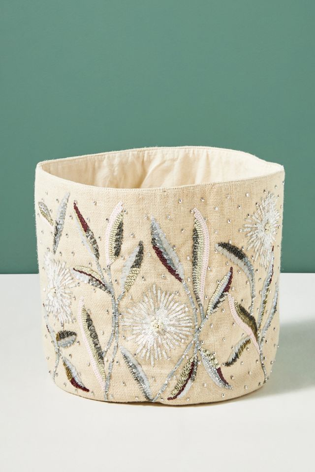 Mabel Floral Beaded Basket #1