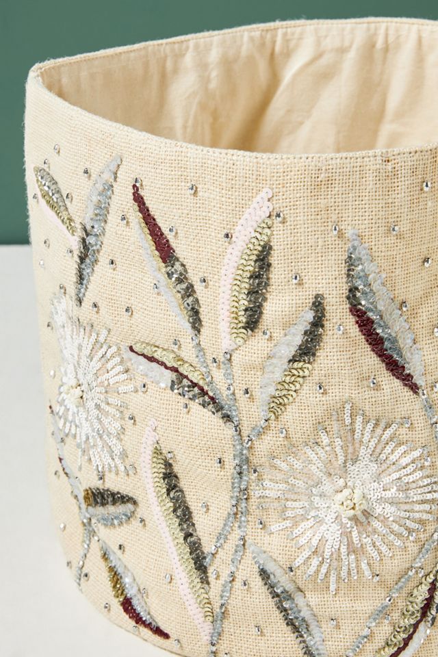 Mabel Floral Beaded Basket #2
