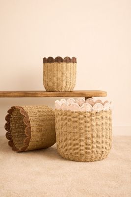 Scalloped Woven Baskets, Set of 3 