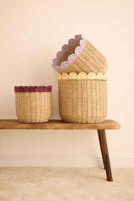 Scalloped Woven Baskets, Set of 3 