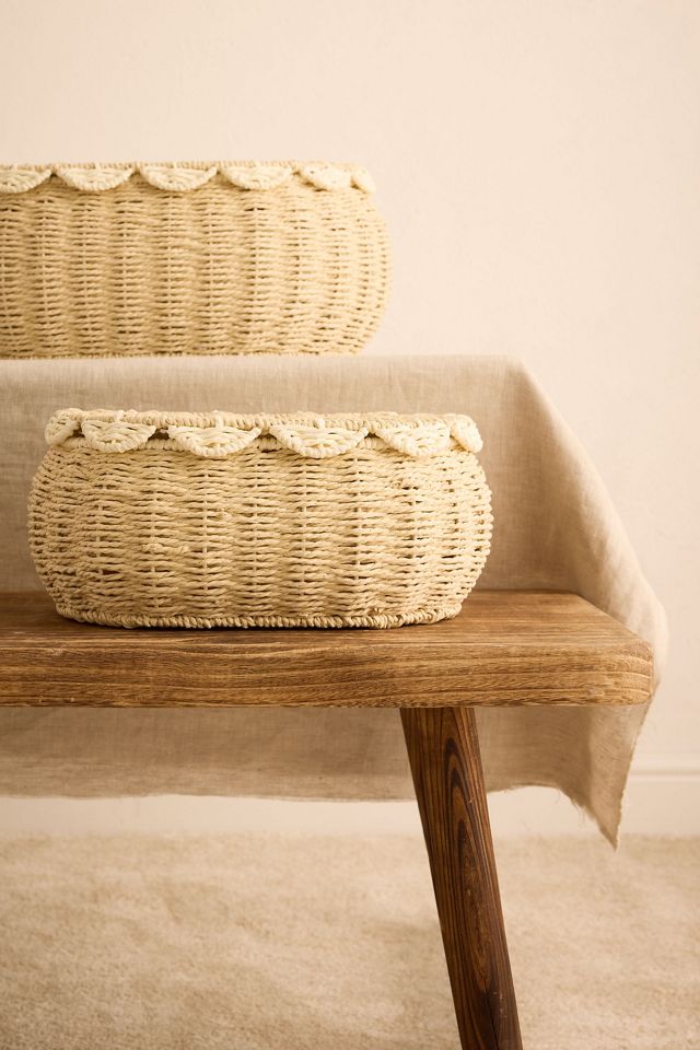Oval Scallop Basket with Lid  #1