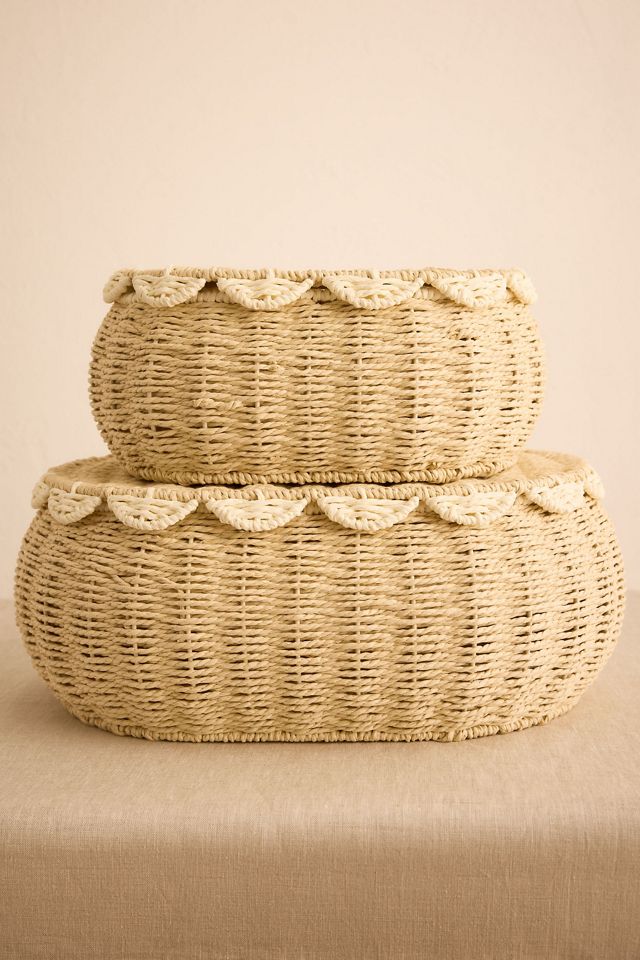 Oval Scallop Basket with Lid  #2
