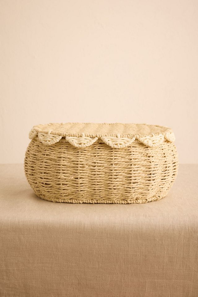 Oval Scallop Basket with Lid  #5
