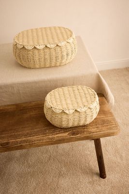 Oval Scallop Basket with Lid 