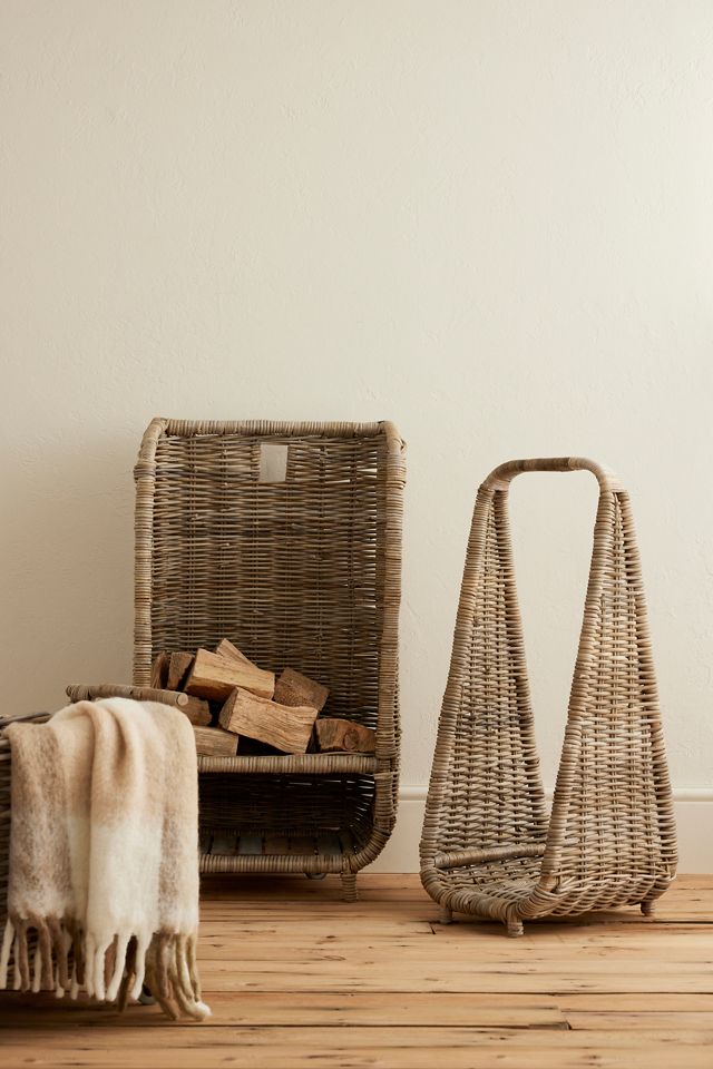 Natural Rattan Tall Log Storage #4