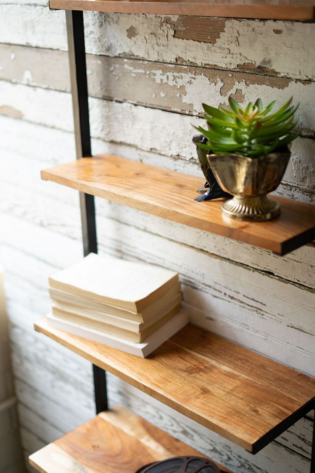 Five-Tier Iron & Mango Wood Wall Shelving Unit #2