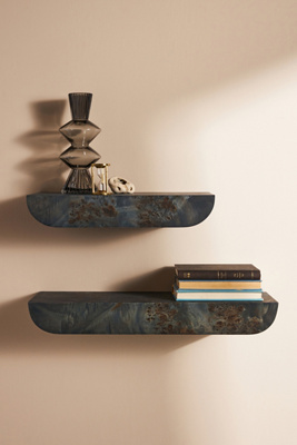 Anthropologie Tamara Floating Burl Shelf In Black