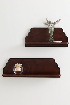 Betti Burl Wood Scalloped Shelf