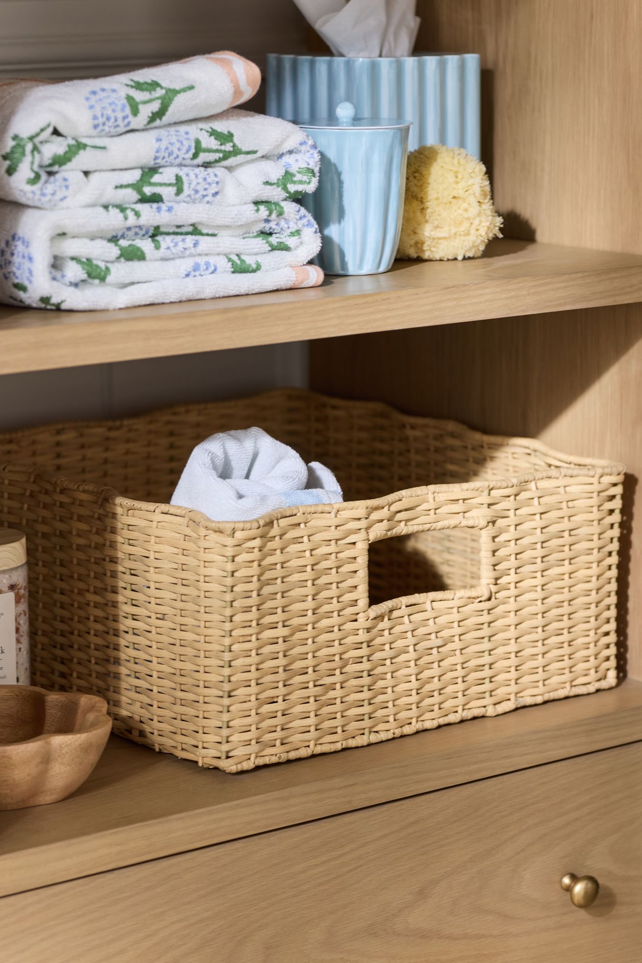 Wicker Ripple Basket - Natural, L