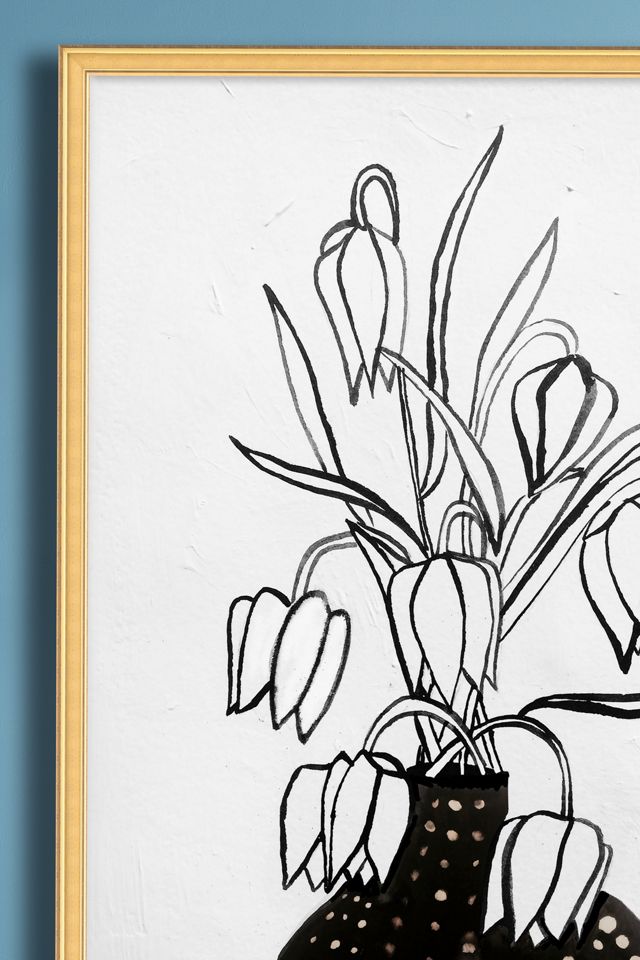 Flowers In A Black Vase Wall Art #1