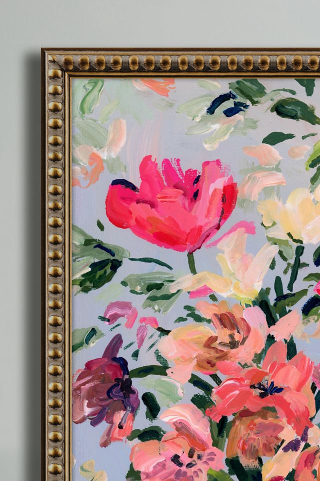 Flores rosadas en jarrón de terracota por KT Smail Wall Art #1