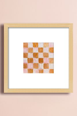 Pink and Brown Checkered Painting by Virginia Chamlee Wall Art