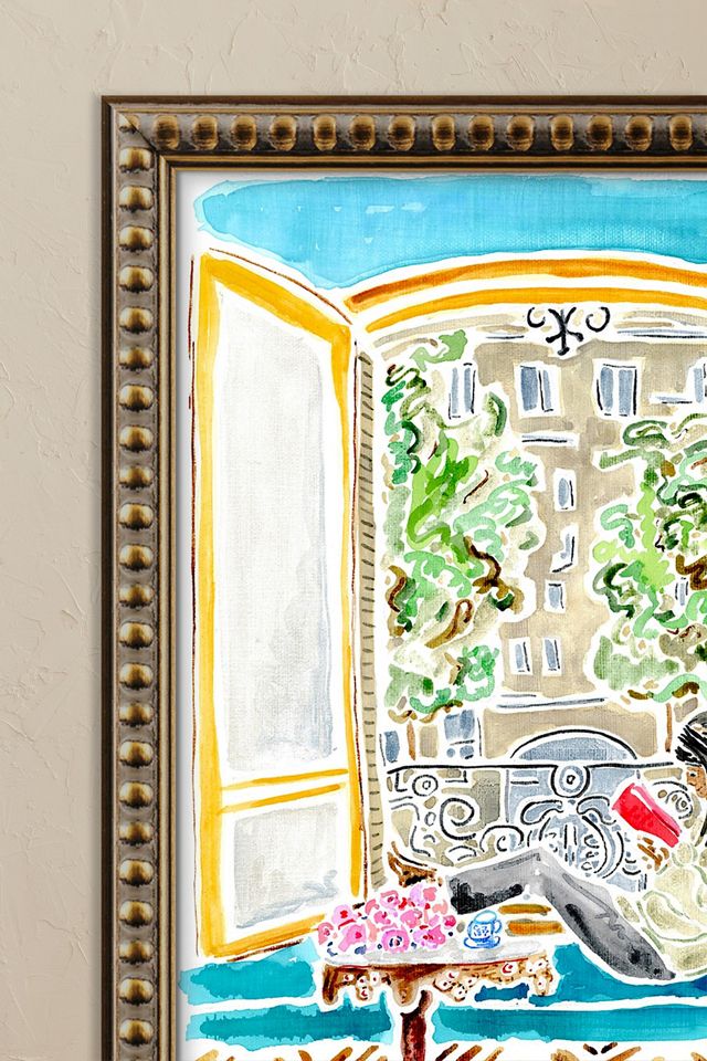 Reading Among Parisian Treetops Framed Wall Art #1