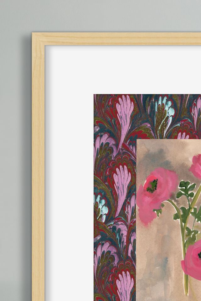 Marbled Florals Framed Wall Art #1