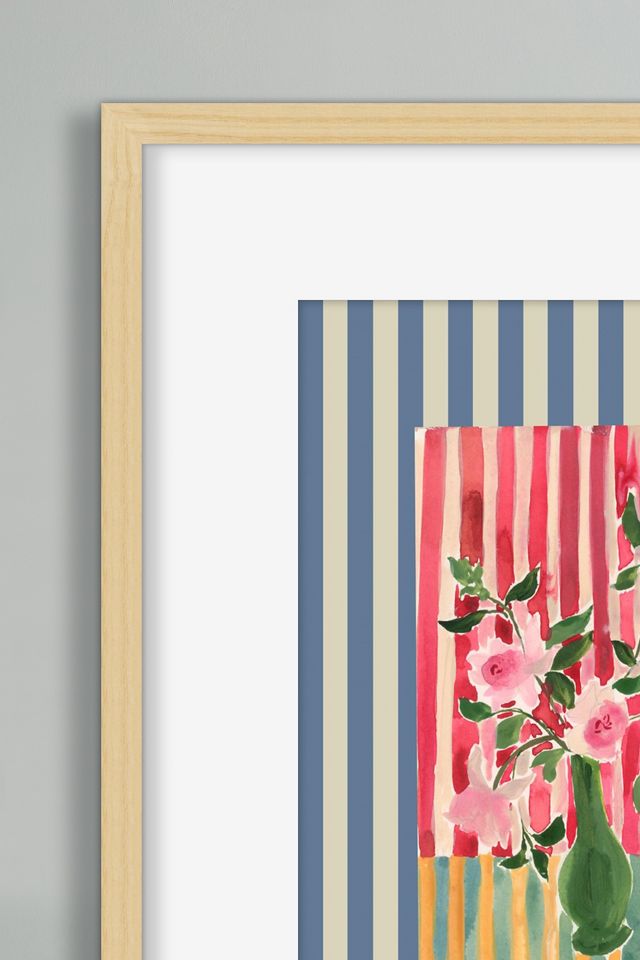 Striped Florals Framed Wall Art #1