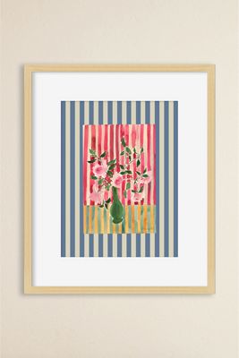 Striped Florals Framed Wall Art